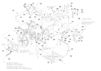 Transmission Diagram and Parts List for 3X30-INCHTRAC (31AH7EVZ710)(2017) Cub Cadet Snow Blower